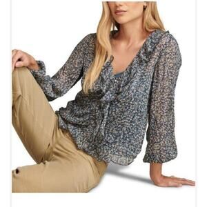 Lucky Brand Blue Floral Boho Blouse